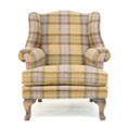Contrast Upholstery Huxley Chair in Plaid Autumn Gold Front.